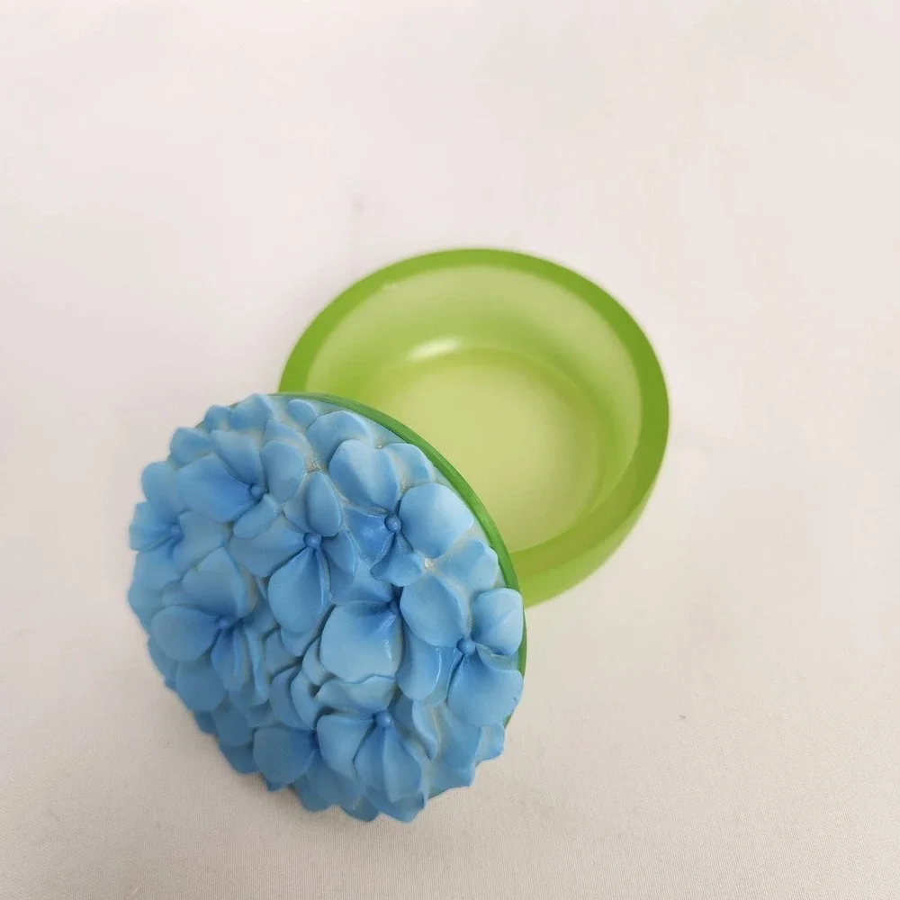 Brand New Ibis and Orchid Trinket Keepsake Box for jewelry Blue Hydrangea 13021